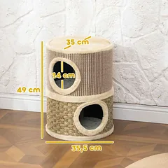 Sizalio ir jūros dumblių katės draskyklė, 49 cm, 2 olos, chaki+kava — 3 nuotrauka