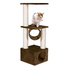 Plaček Cat Scratching Tree Tamara kačių draskyklė su namelyje ir platformomis, ruda, 36x36x109 cm