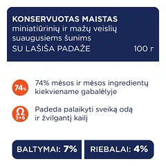CLUB 4 PAWS Premium konservuotas ėdalas mažų veislių šunims su lašiša padaže 24x100 gr — 2 nuotrauka