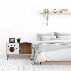 Kačių kraiko dėžutės namelis Relaxdays 10047386.0, slėptuvė, Balta/natūrali, 75 × 50 × 40 cm — 5 nuotrauka