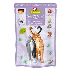 GranataPet DeliCatessen Antiena ir Paukštiena - be grūdų šlapias maistas su antiena ir paukštiena, maišeliai katėms, 24x 85g — 2 nuotrauka