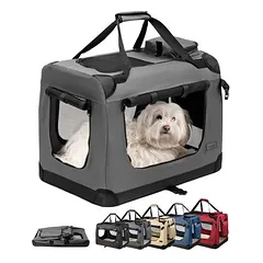 lionto faltbare Hundetransportbox aus robustem Stoff für Auto und Reisen