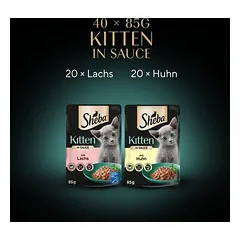 Sheba porciniai pakeliai multipack Kitten Feine Vielfalt padaže - lašiša/vištiena, drėgnas maistas kačiukams, 80 - 99 g — 4 nuotrauka