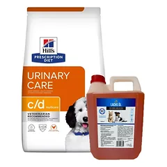 HILL'S PD Prescription Diet Canine c/d Urinary Care 12kg + LAB V Lašišų aliejus šunims ir katėms 5000ml
