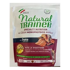 Natural Trainer No Grain Monoproteico Animale Adult Small&Toy Trout neskaldytų grūdų sausas maistas suaugusiems mažų veislių šunims su upėtakiu, 800 g