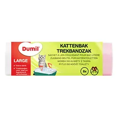 Dumil vienkartiniai maišai kačių kraiko dėžei su juostele, 8 vnt., 87,5 cm x 37,5 cm x 37,5 cm