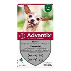 BAYER - ADVANTIX 0,4 ml Hunde-Parasitenbehandlungspipetten (1,5-4 kg) - Ba