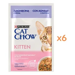PURINA Cat Chow Kitten Aviena su cukinija padaže 6x85 g drėgnas maistas kačiukams