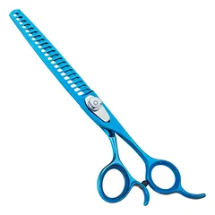 Geib Kiss Silver Blue Chunker 7.5 - vienpusės kirpimo žirklės, mėlyna apdaila, 21 dantis