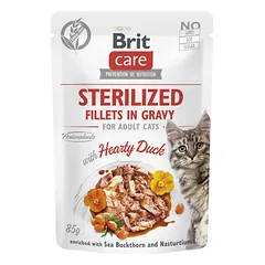 Brit Care Cat Sterilized Fillets in Gravy with Hearty Duck konservai katėms 85g