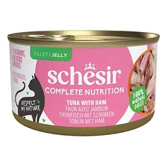 Schesir konservuotas maistas katėms su kumpiu ir tunu, želėje, 85g