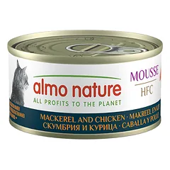 Almo Nature Cat HFC Mousse su skumbre ir vištiena, drėgnas maistas katėms 70 g parduotuvėje sunu.lt