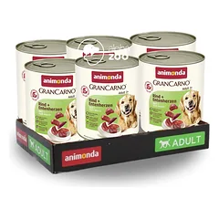 GRANCARNO Adult Beef + Duck hearts su jautiena ir anties širdelėmis 800g*6vnt.