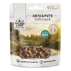 WILDES LAND Soft duck&turkey pusiau drėgni skanėstai katėms su antiena ir kalakutiena, 50 g