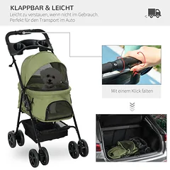 Šunų vežimėlis tamsiai žalias — 4 nuotrauka
