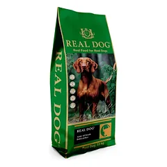 Real Dog SP Pašaras suaugusiems visų veislių šunims, su buivoliena, ryžiais ir tapijoka 12 kg