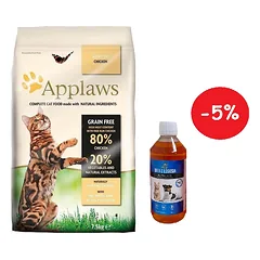 Applaws Adult Chicken Dry Cat Food 2kg + LAB V Lašišų aliejus šunims ir katėms 250ml