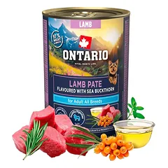 Ontario Adult Lamb Pate Flavoured with Sea Buckthorn konservai šunims su ėriena ir šaltalankiais, 400 g
