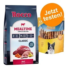 Rocco Kombi-Paket: 12 kg Mealtime Trockenfutter + 3 x 1 kg Rolls XXL Pack