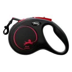 Flexi Classic automatinis juostinis pavadėlis, juodas, M,  5m/25kg