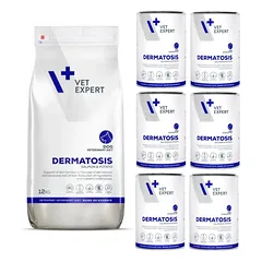 VETEXPERT Dog Dermatosis Salmon Potato 12kg + Dermatosis Dog 6x400g