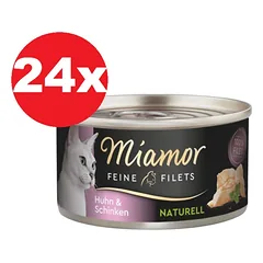 MIAMOR Feine Filets Naturell Chicken&Ham 24x80g vištienos ir kumpio padaže
