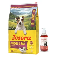 JOSERA Mini Chicken & Rice 3kg + LAB V Lašišų aliejus šunims ir katėms 500ml