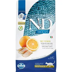 FARMINA N&D Ocean Cat Neutered Adult Herring & Orange 300 g silkė ir apelsinas po kastracijos