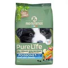 PRO-NUTRITION Pure Life puppy mini/medium fish sausas maistas jauniems mažų ir vidutinių veislių šunims su žuvimi 12 kg