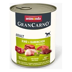Animonda GranCarno Adult Beef + Rabbit with Herbs: konservai suaugusiems šunims su šviežia jautiena ir triušiena, paskaninta žolelėmis, 800 g — 3 nuotrauka