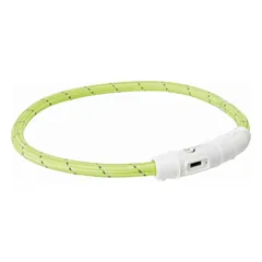 Trixie Flash Light Ring USB atšvaitinė apykaklė šunims, reguliuojama, iš silikono, žalia, 35 cm, ø 7 mm parduotuvėje petbaze.lt