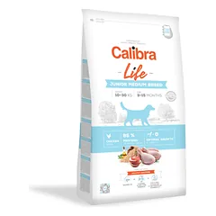 CALIBRA Dog Life Junior Medium Breed Chicken sausas maistas jauniems vidutinių veislių šunims su vištiena, 12 kg