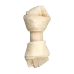 Happet Rawhide Knotted Bone White karvės odos kaulas skanėstai šunims, 1 vnt.