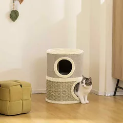 Sizalio ir jūros dumblių katės draskyklė, 49 cm, 2 olos, chaki+kava — 2 nuotrauka
