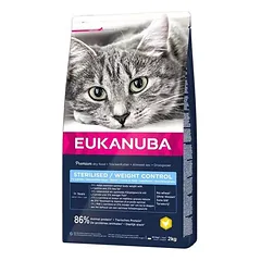 Eukanuba Cat Adult Sterilised / Weight Control Chicken sausas maistas suaugusiems sterilizuotiems katėms svorio kontrolei, 2 kg