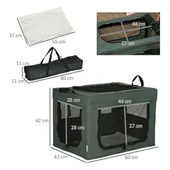 Sulankstoma transportavimo dėžė šunims ir katėms su 3 įėjimais ir vidine pagalvėle, iki 4 kg/40 cm, pilka — 3 nuotrauka