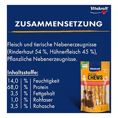 Vitakraft Delicious Chews kramtomieji vyniotiniai su vištiena S, skanėstai šunims, 50 - 79 g — 4 nuotrauka