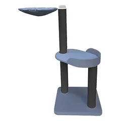 Tvirta, medinė draskyklė su trimis stulpais, guoliu, 130cm (pasirenkama spalva, virvė)