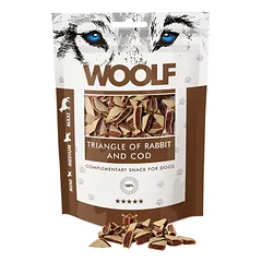 WOOLF Rabbit And Cod Triangle 100g trikampėliai su ėriena ir menke parduotuvėje alphazoo.lt