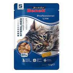Super Benek Professional Line Sterilized Adult, drėgnas maistas katėms 24 x 100 g, Paukštiena — 2 nuotrauka