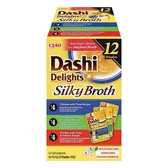 CIAO Dashi delight šilkinis vištienos sultinys su tunu įvairių skonių 12 vnt