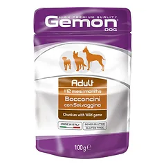 Gemon Dog Pouches Chunkies Adult With Wild Game konservai suaugusiems šunims su medžiojamojo žvėrienos mėsa, 100 g