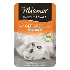 MIAMOR Ragout Royale in Jelly Poultry Kitten paukštienos želė paketėlis kačiukams 100 g nuotrauka