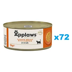 APPLAWS Cat Adult Chicken Breast with Pumpkin in Broth vištienos krūtinėlė ir moliūgas sultinyje 72x156 g