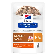 Hill’s Prescription Diet Feline k/d Chicken Konservuotas maistas katėms inkstų funkcijai palaikyti, esant inkstų funkcijos nepakankamumui. Su vištiena 12x85g