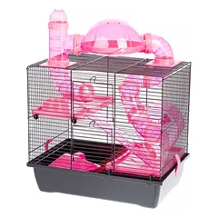 INTERZOO "Rocky + Terrace" žiurkėnų narvelis 42 cm rožinės spalvos