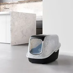 Savic kačių tualetas Nestor Marble, marmurinė balta-pilka / juoda — 2 nuotrauka