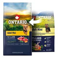 2 vnt. Ontario Adult Mini Lamb and Brown Rice, 2,25 kg, pašaras mažų veislių šunims su ėriena ir rudaisiais ryžiais