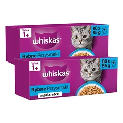 Whiskas Adult 160x85g Šlapias kačių maistas Žuvies skanėstai želė
