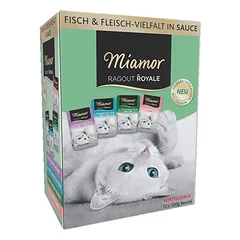 MIAMOR RAGOUT ROYALE Multibox 12x100g Naminių paukščių skonio padažas Vištienos, anties, paukštienos, kalakutienos drėgnas kačių ėdalas